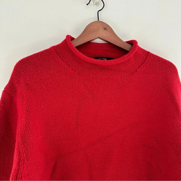 VINTAGE J. Crew Lamb Wool Red Knit Sweater XL - Picture 2 of 8